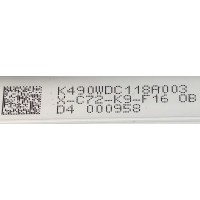 KIT DE LEDS PARA TV W BOX / LG (( INCOMPLETO 7 PIEZAS, ORIGINALMENTE CONSTA DE 9 PIEZAS )) / NUMERO DE PARTE 4708-K49WDC-A2213N01 / K490WDC118A003 / X-C72-K9-F16 / 000950 / 471R1P62 / MODELO 0E-49LED4K / 49LK5400PLA / PANEL K490WDC2